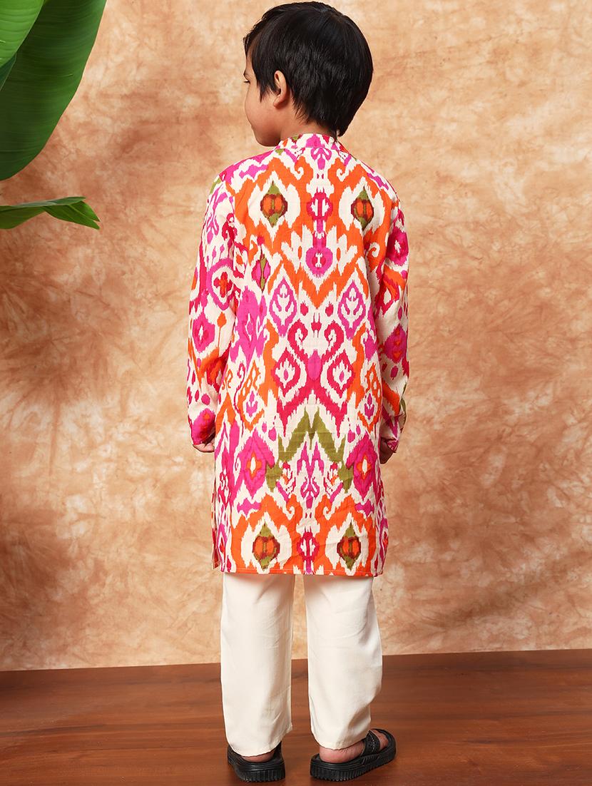 boys printed mandarin collar kurta pyjama set - 22058610 - Standard Image - 3