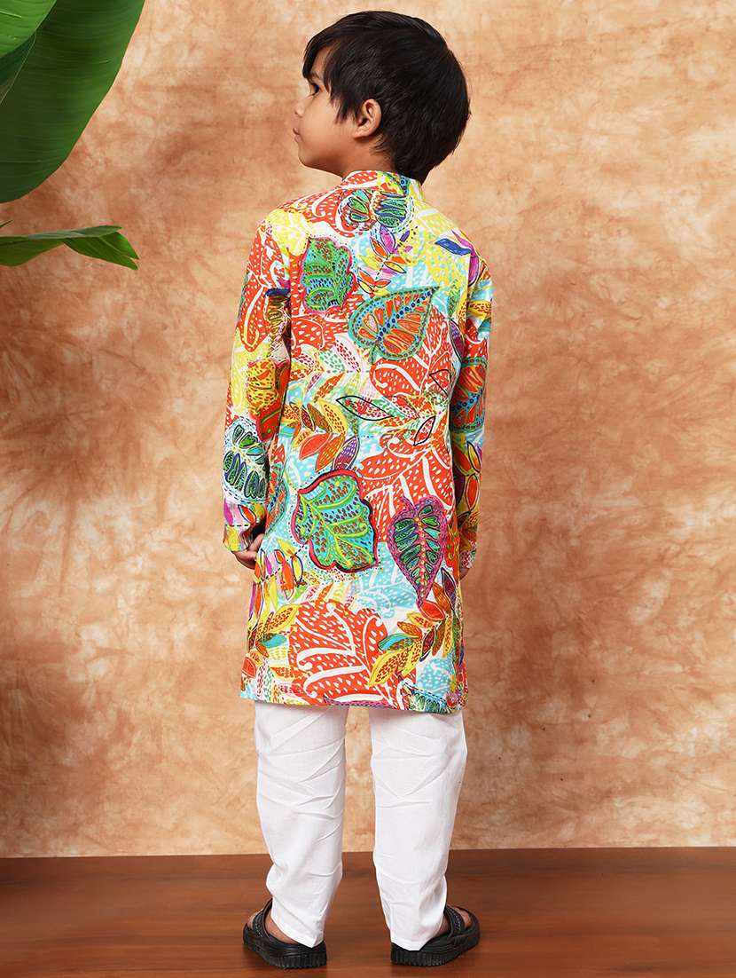 boys printed long sleeve kurta and pyjama set - 22058612 -  Standard Image - 3