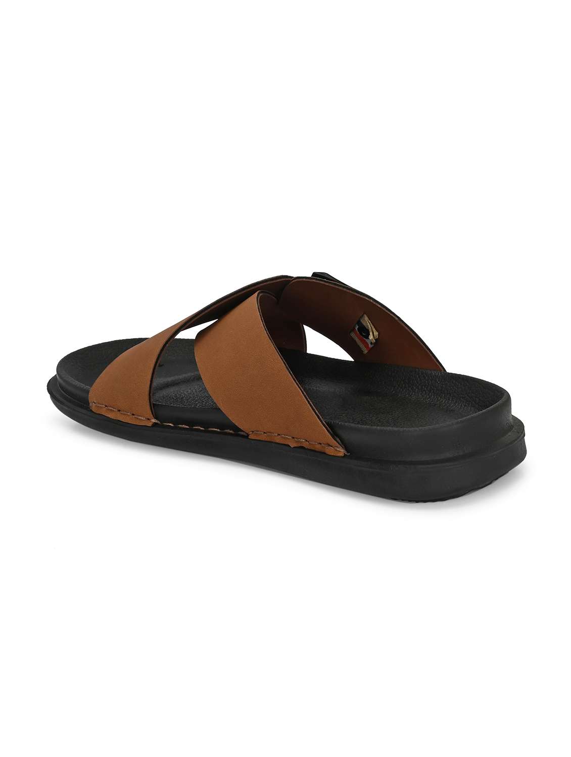 men brown solid slip on sandal - 22058614 -  Standard Image - 3