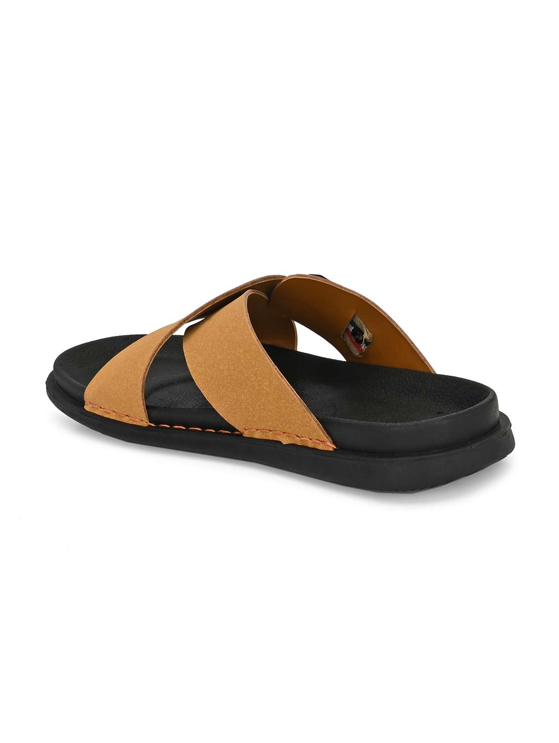 men tan solid slip on sandal - 22058615 -  Standard Image - 3
