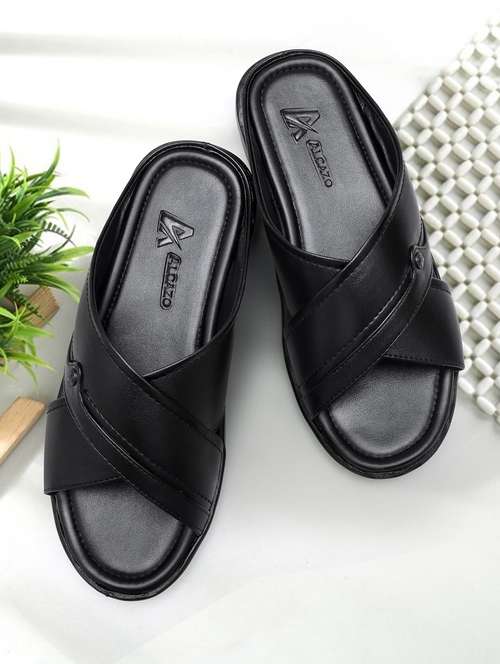 men black slip on sandal - 22058622 - Standard Image - 0