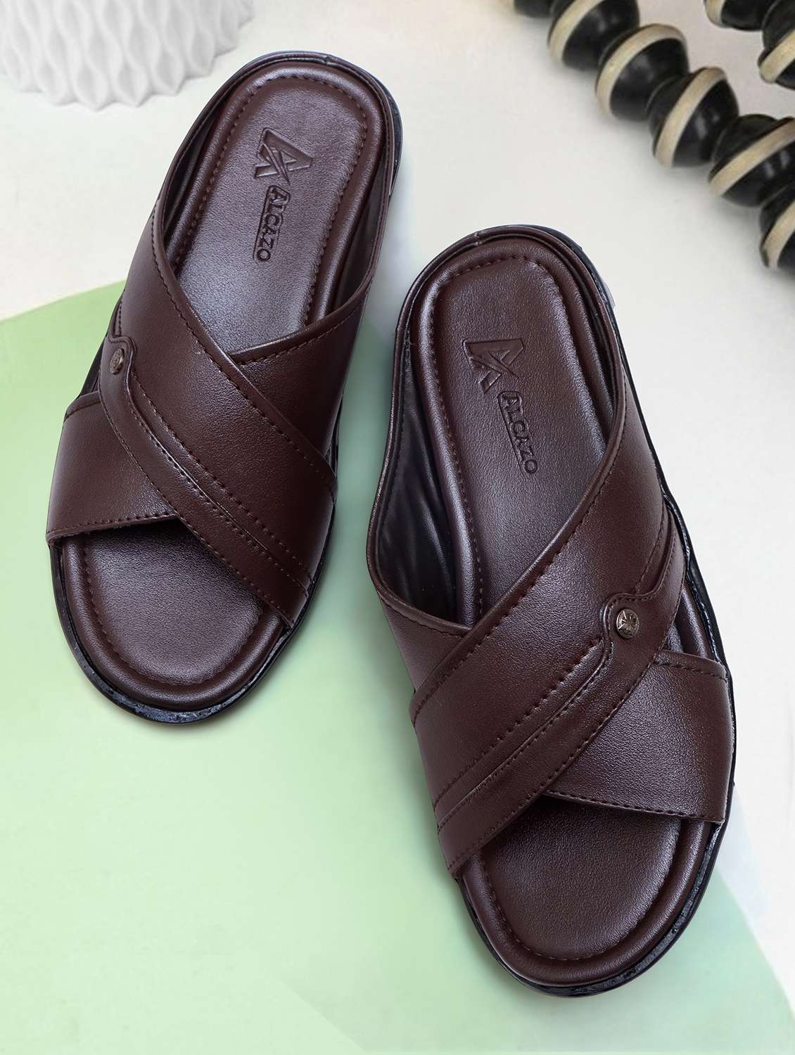 men brown slip on sandal - 22058623 - Zoom Image - 0