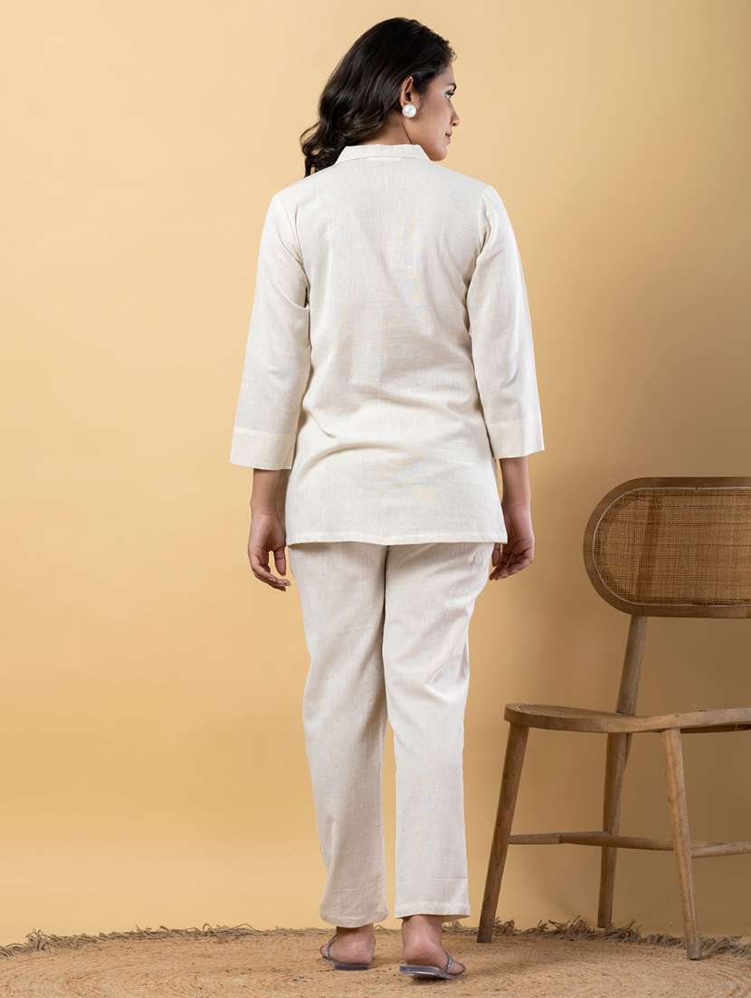 off white cotton blend coord set - 22058643 - Standard Image - 3