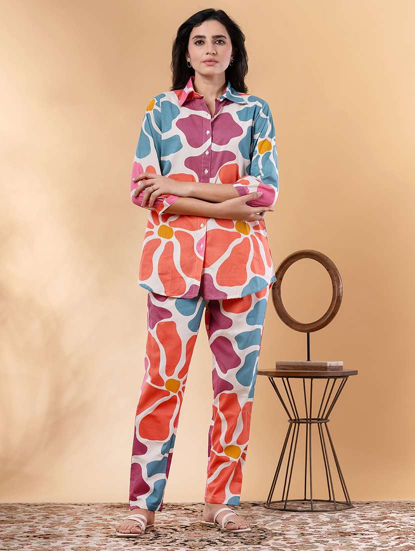 women three quarter sleeve regular fit ethnic co-ord set