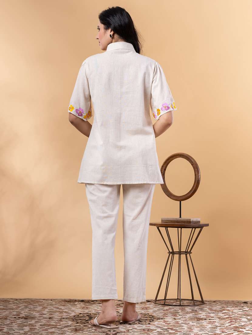 off white cotton blend coord set - 22058647 - Standard Image - 3