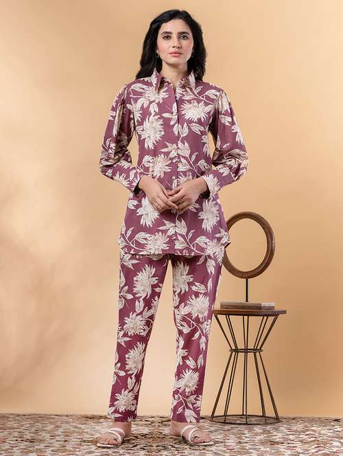 women floral long sleeve regular fit ethnic co-ord set - 22058651 - Standard Image - 0