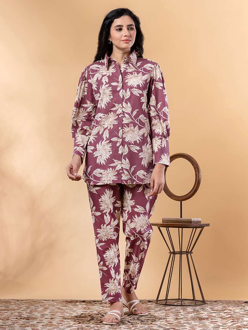 women floral long sleeve regular fit ethnic co-ord set - 22058651 - Standard Image - 3