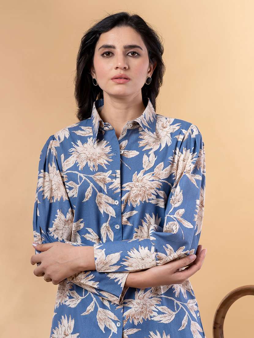 blue cotton blend coord set - 22058652 - Standard Image - 5