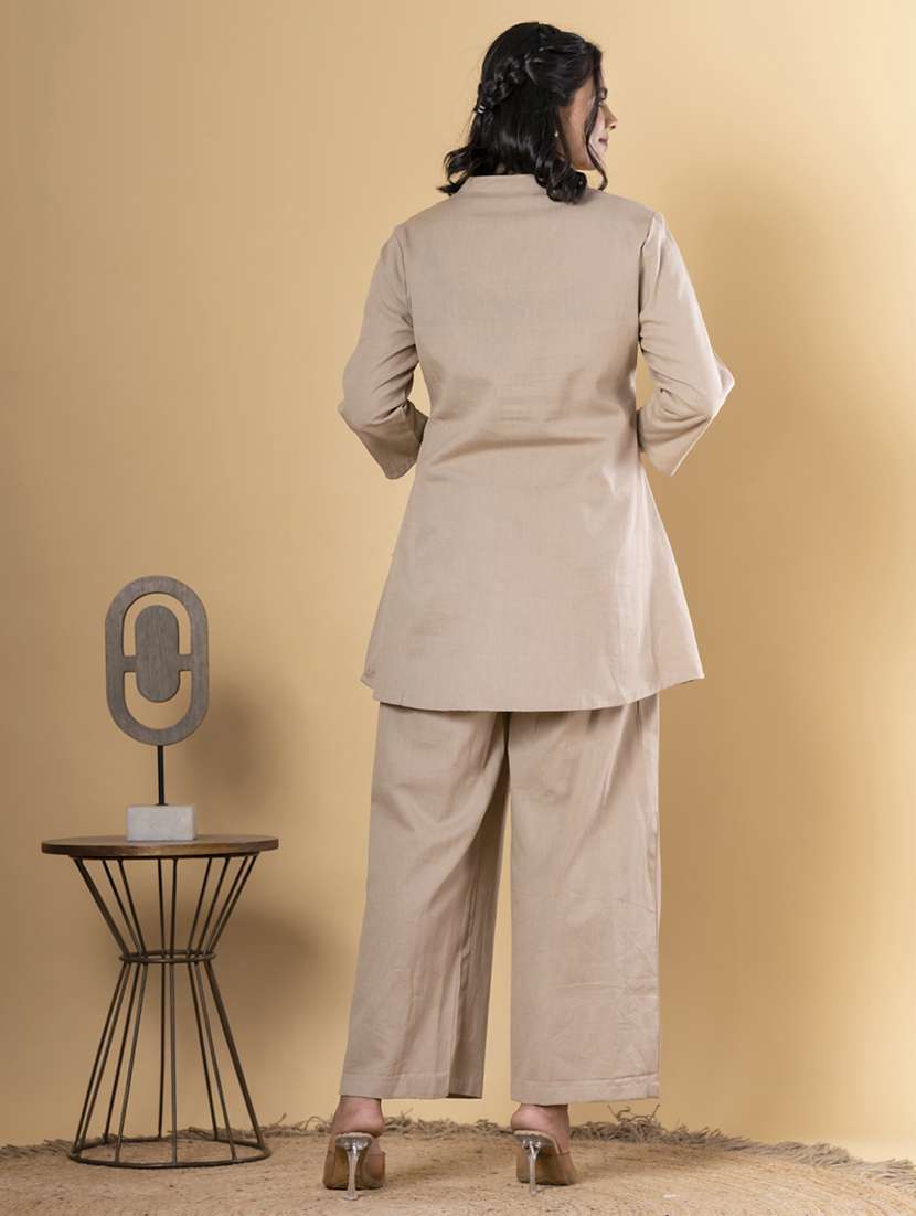 women three quarter sleeve regular fit ethnic co-ord set - 22058653 -  Standard Image - 3