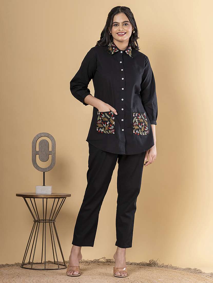 women three quarter sleeve regular fit ethnic co-ord set