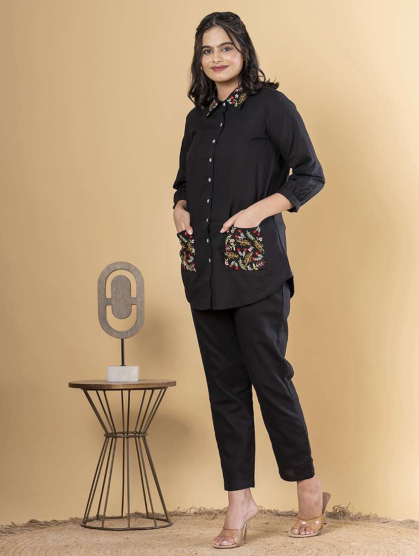 women three quarter sleeve regular fit ethnic co-ord set - 22058656 -  Standard Image - 5