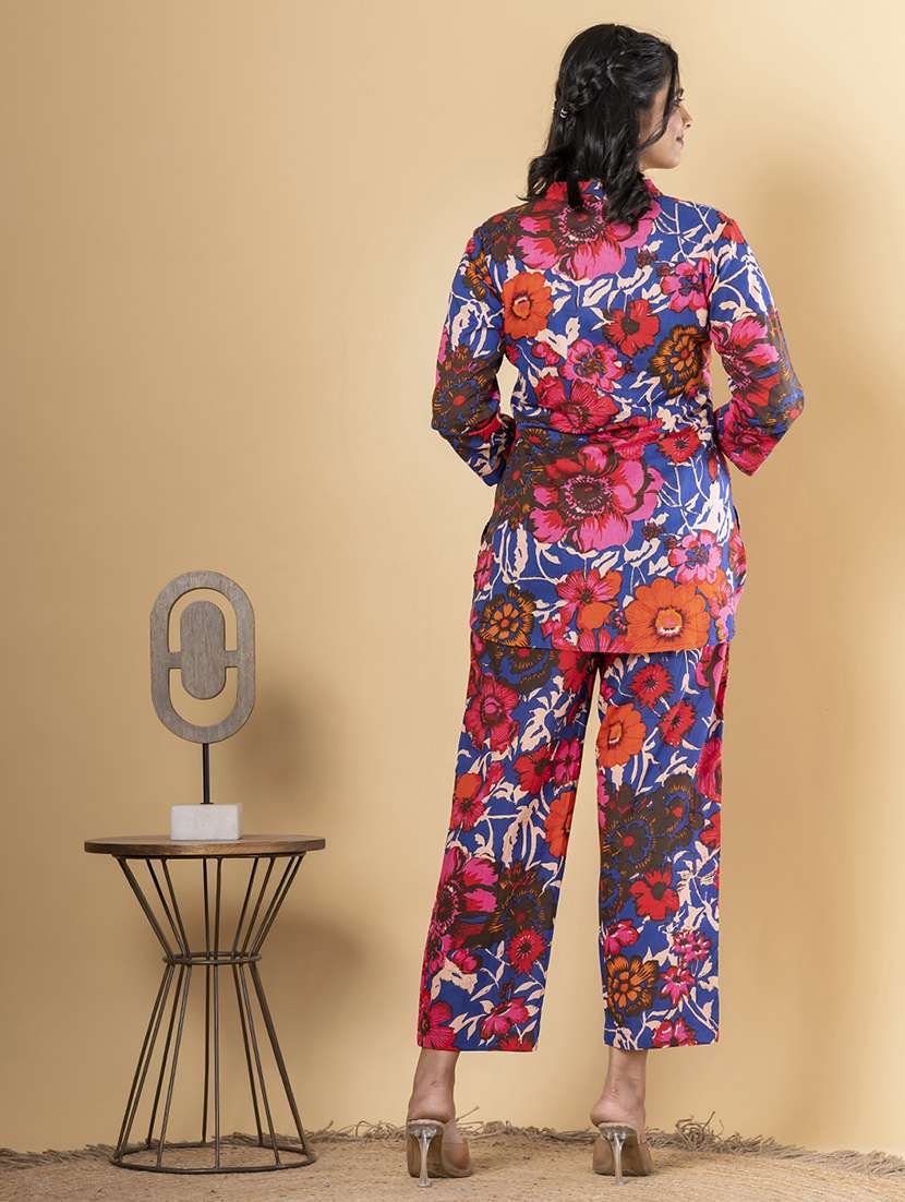 blue cotton blend coord set - 22058658 -  Standard Image - 3