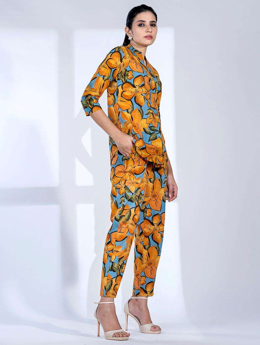 women three quarter sleeve regular fit ethnic co-ord set - 22058659 -  Standard Image - 3