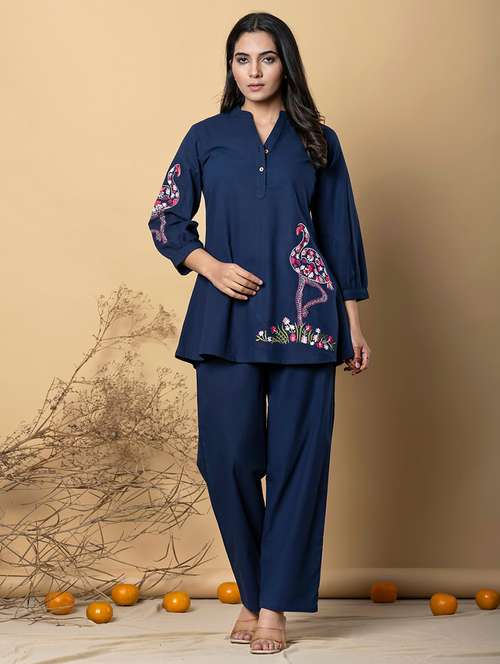 women three quarter sleeve regular fit ethnic co-ord set - 22058662 -  Standard Image - 0