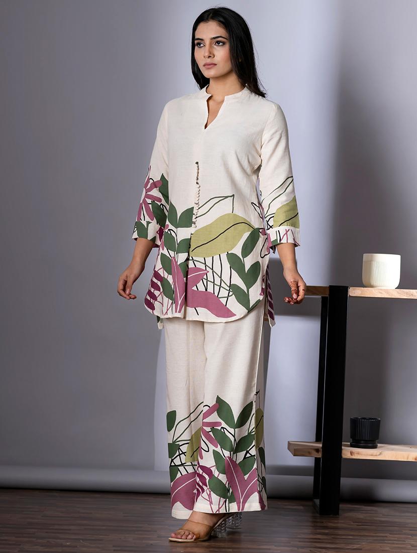 off white cotton blend coord set - 22058664 - Standard Image - 3