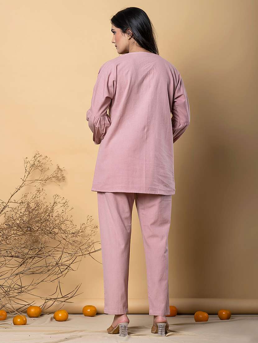 women three quarter sleeve regular fit ethnic co-ord set - 22058666 -  Standard Image - 3