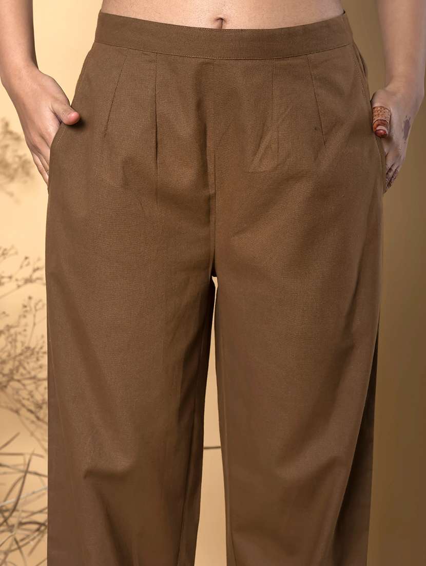 brown cotton blend coord set - 22058667 - Standard Image - 5
