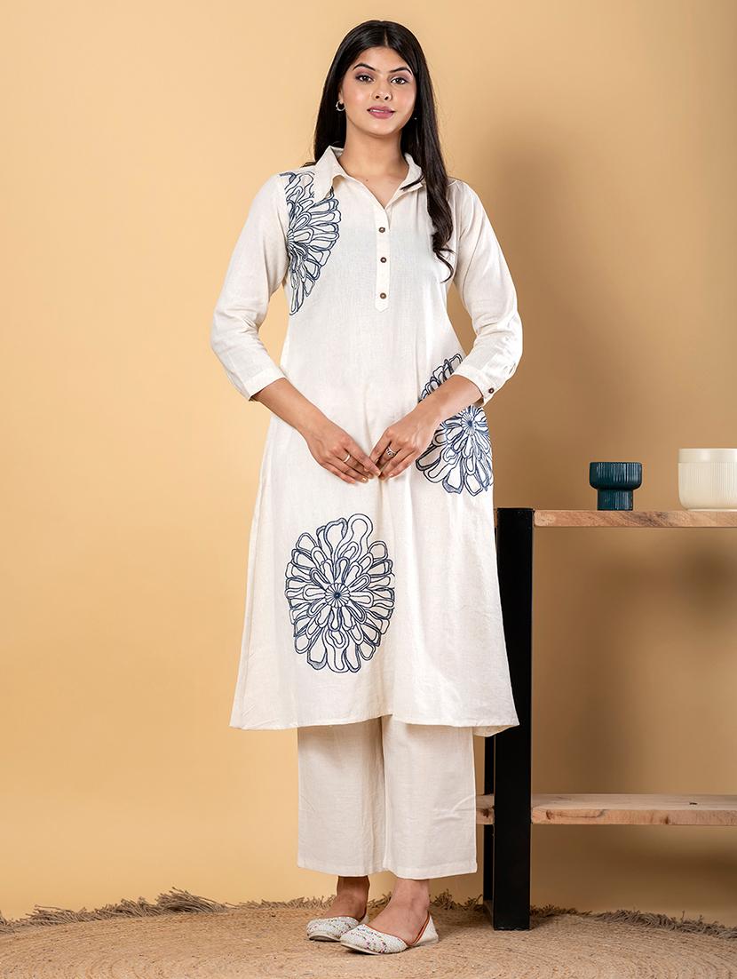 off white cotton blend coord set - 22058671 - Zoom Image - 0