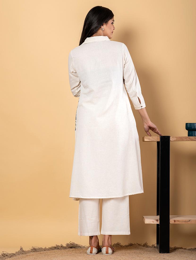off white cotton blend coord set - 22058671 - Standard Image - 3