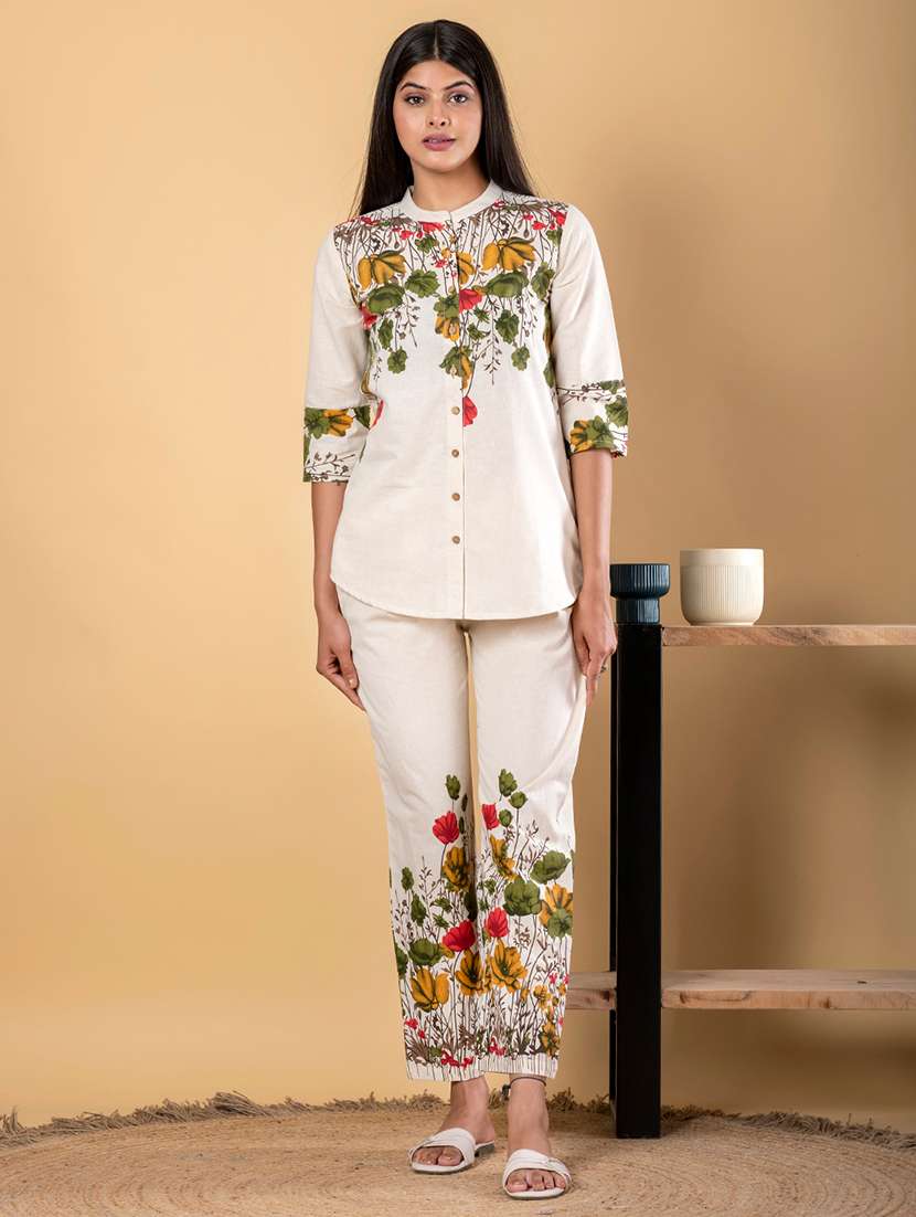 women three quarter sleeve regular fit ethnic co-ord set - 22058674 - Zoom Image - 0