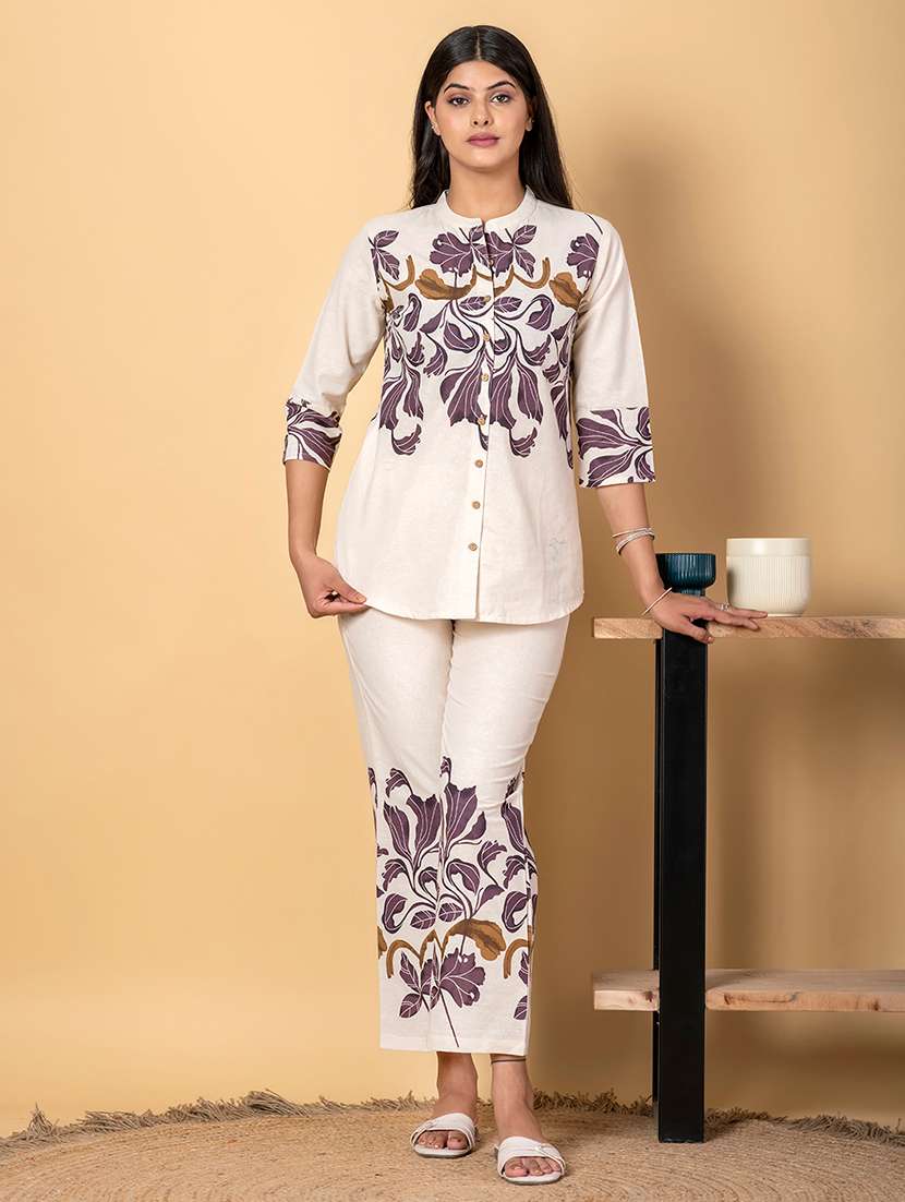 purple cotton blend coord set