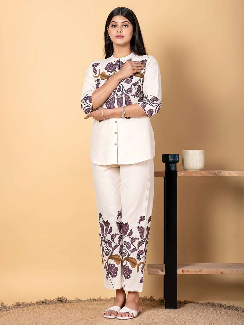 purple cotton blend coord set - 22058677 - Standard Image - 3