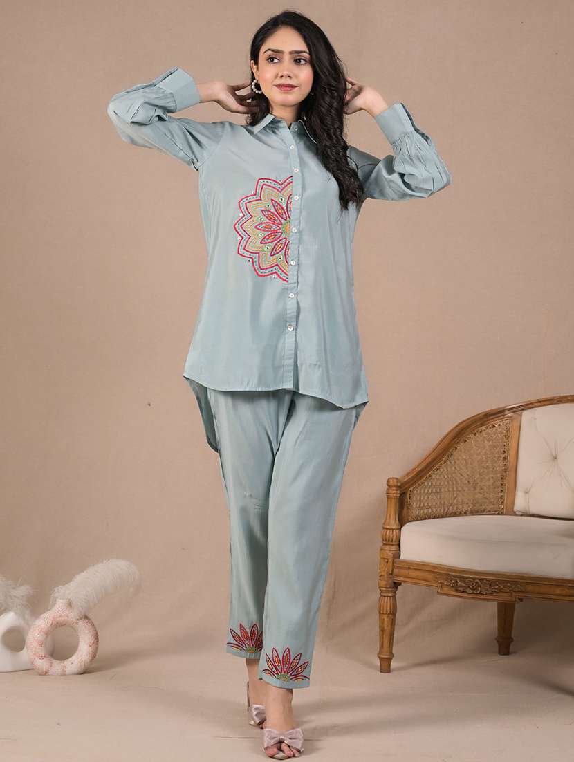 women long sleeve regular fit ethnic co-ord set