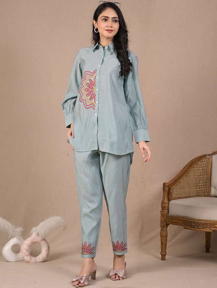 women long sleeve regular fit ethnic co-ord set - 22058681 - Standard Image - 3