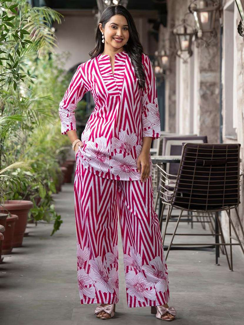 maroon cotton coord set