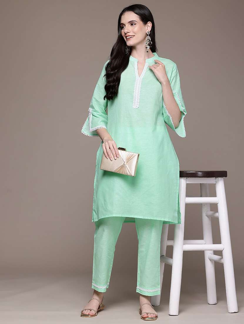 green linen coord set