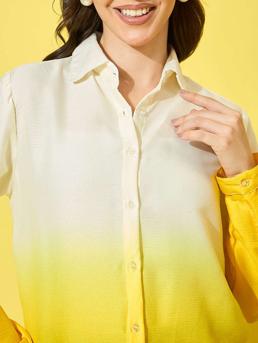 women ombre print collared long sleeve shirt - 22058717 -  Standard Image - 5