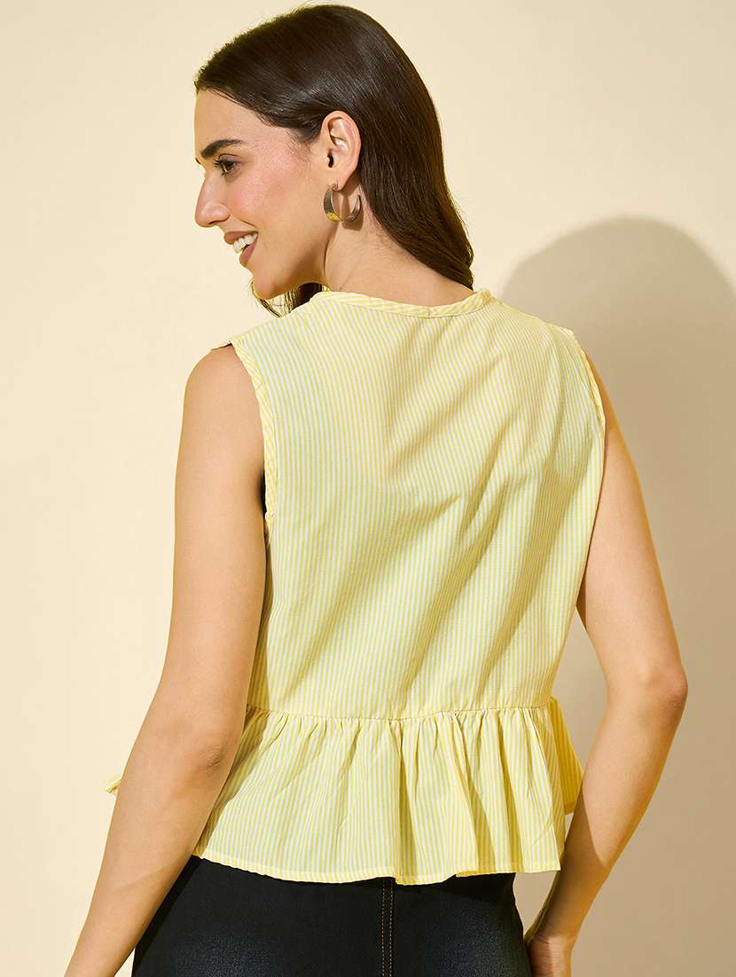 women striped sleeveless front tie tiered top - 22058723 - Standard Image - 3