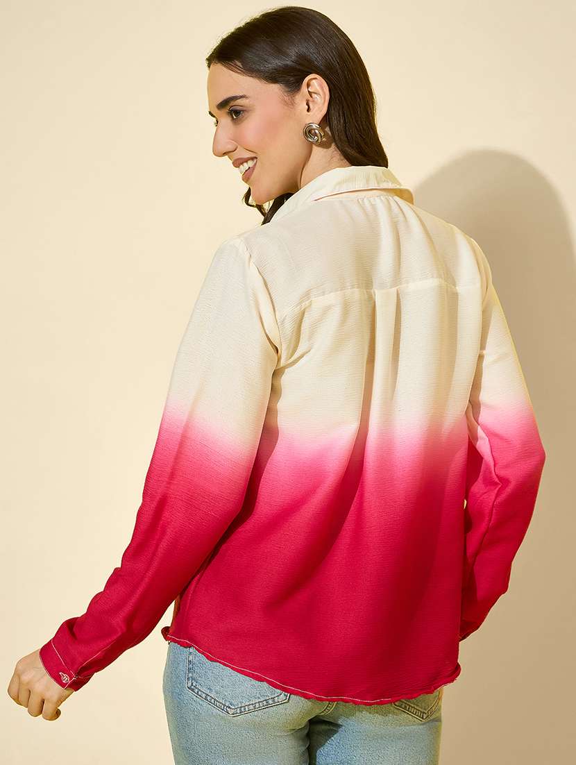 women ombre printed long sleeve oversized shirt - 22058730 -  Standard Image - 3