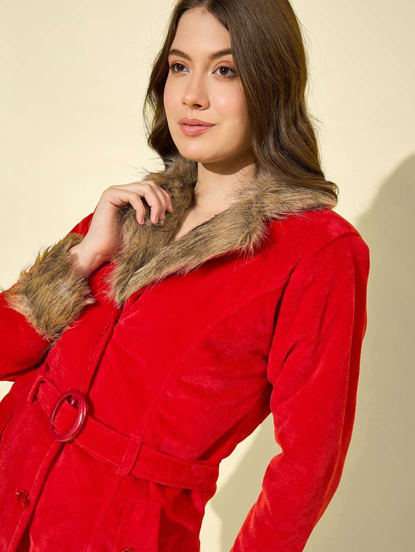 red velvet fur jacket winter wear jacket - 22058744 - Standard Image - 5