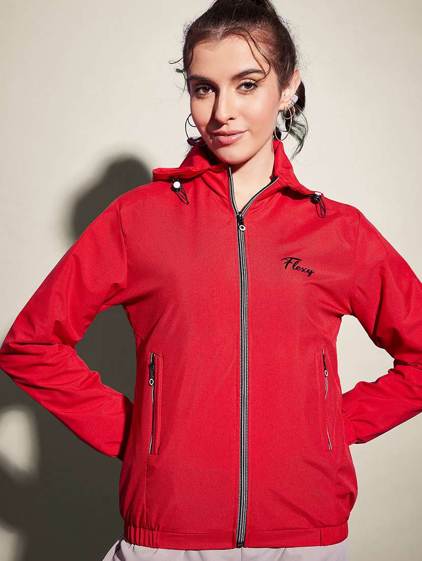 women solid long sleeve hooded windcheater jacket - 22058749 - Zoom Image - 0