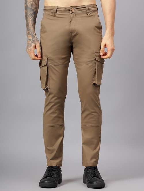 men solid mid rise regular fit cargo - 22058762 - Standard Image - 0