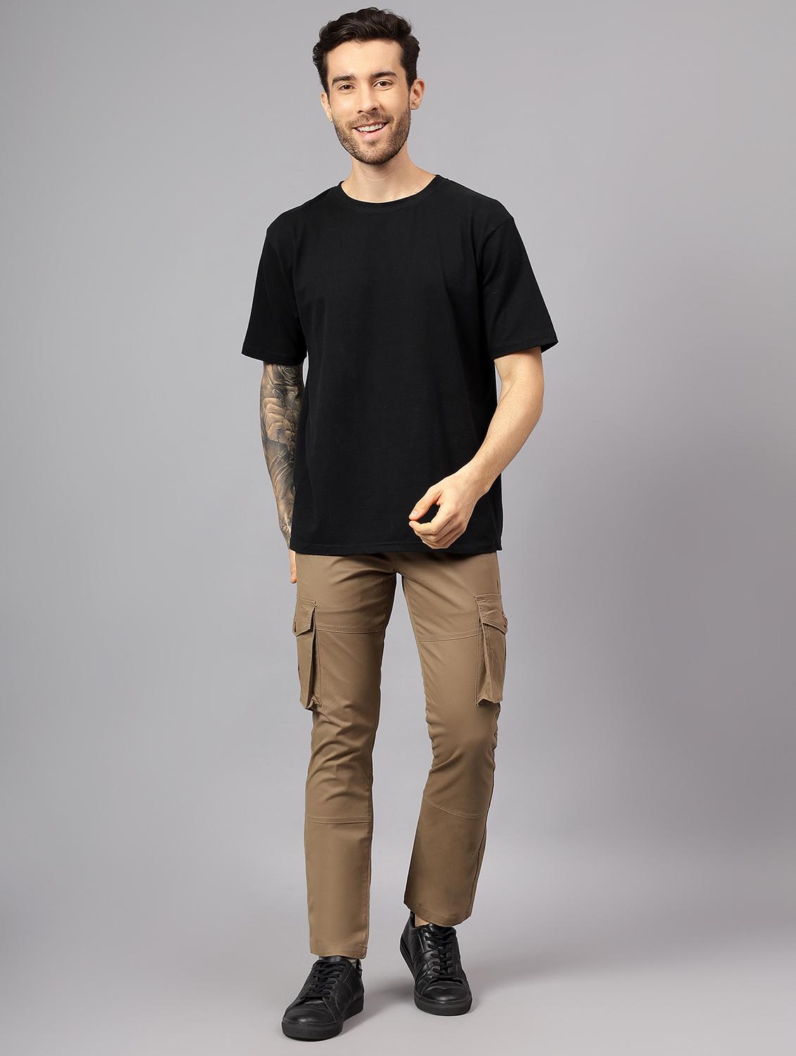 men solid mid rise regular fit cargo - 22058762 - Standard Image - 3