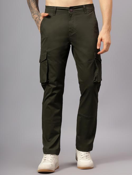 men solid mid rise regular fit cargo - 22058763 -  Standard Image - 0