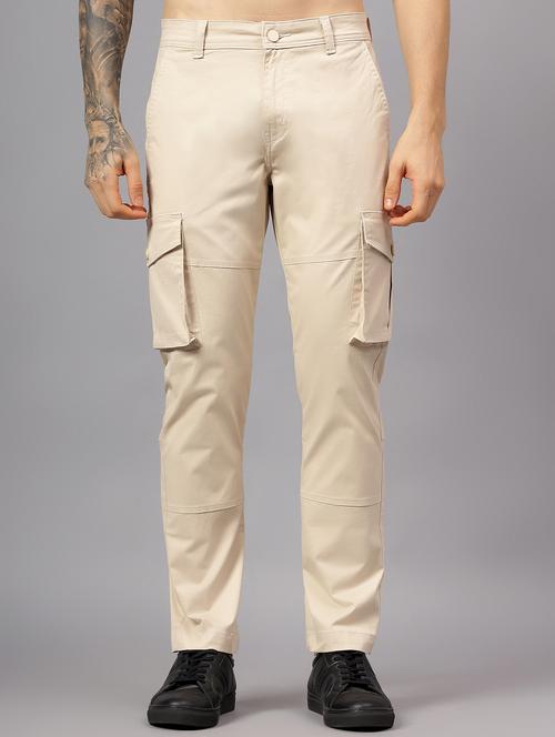 men solid mid rise regular fit cargo - 22058764 - Standard Image - 0