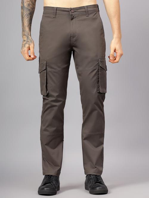 men solid mid rise regular fit cargo - 22058765 - Standard Image - 0