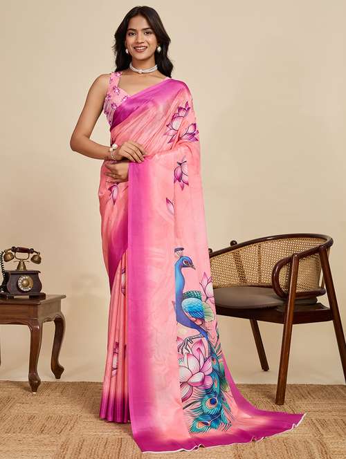 women floral printed saree with blouse - 22058779 -  Standard Image - 0