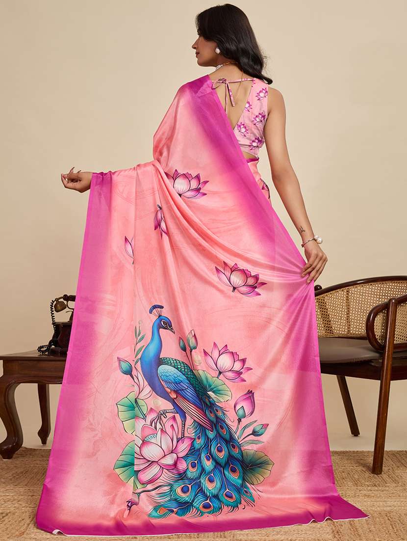 women floral printed saree with blouse - 22058779 -  Standard Image - 3
