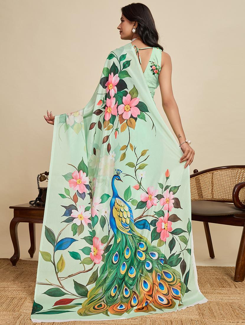 women floral printed saree with blouse - 22058780 - Standard Image - 3