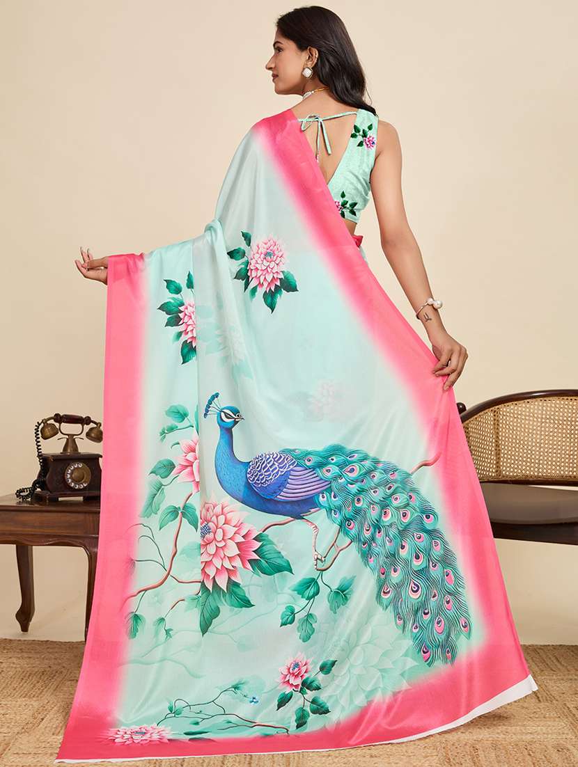 women floral printed saree with blouse - 22058781 -  Standard Image - 3