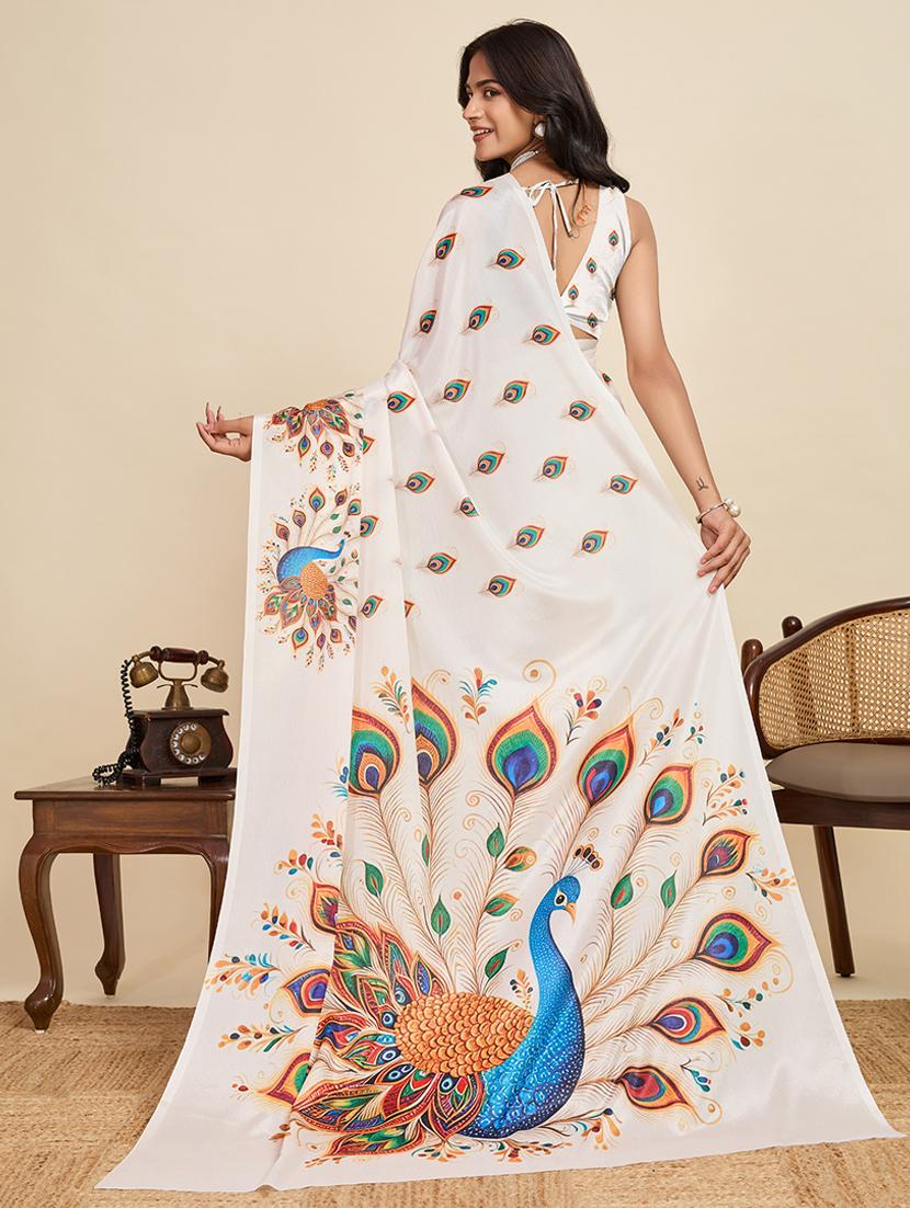 women printed casual wear saree with blouse - 22058783 - Standard Image - 3
