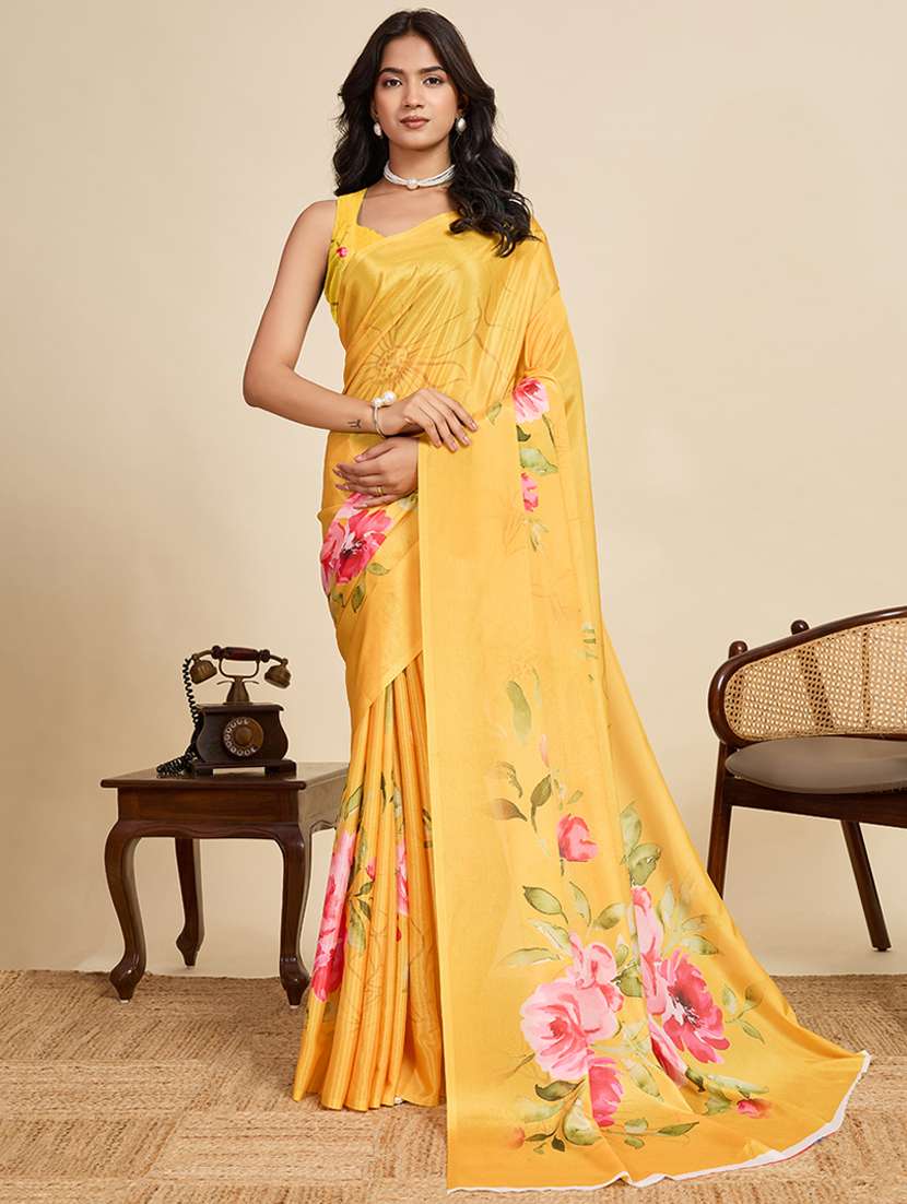 women printed casual wear saree with blouse