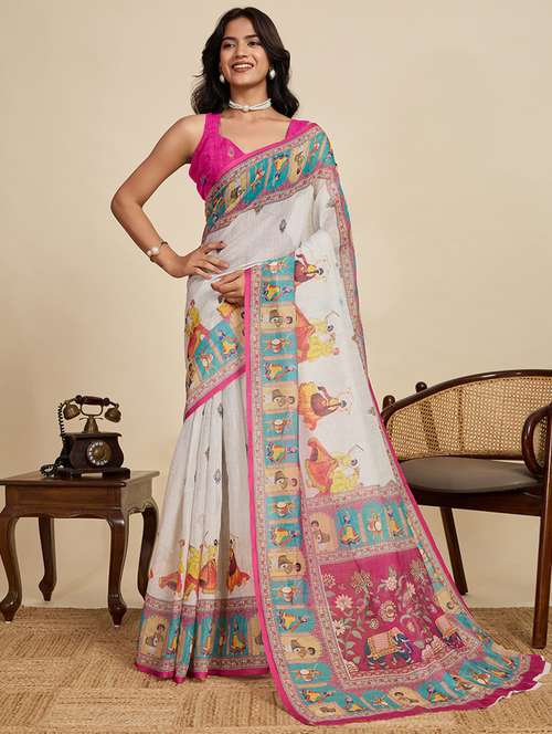 women printed casual wear saree with blouse - 22058786 - Standard Image - 0