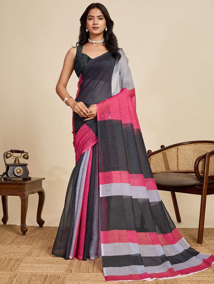 women printed casual wear saree with blouse