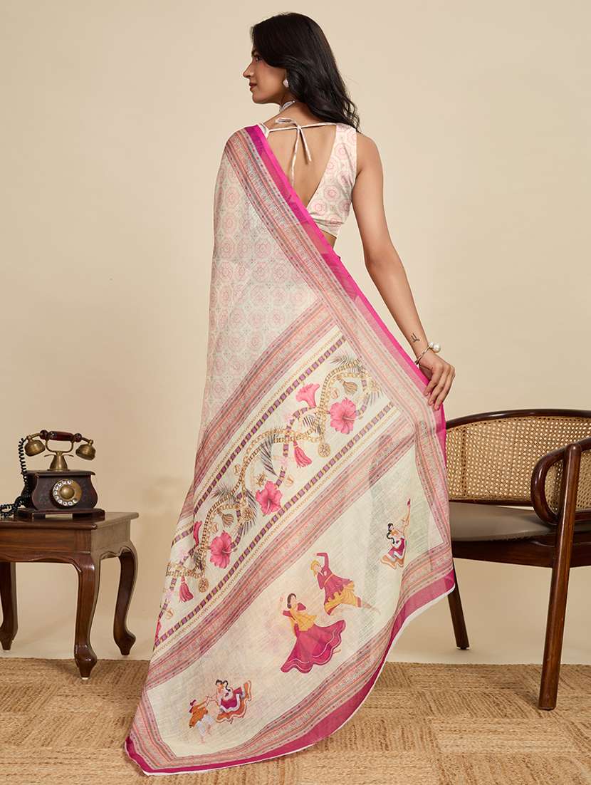 women printed casual wear saree with blouse - 22058790 - Standard Image - 3