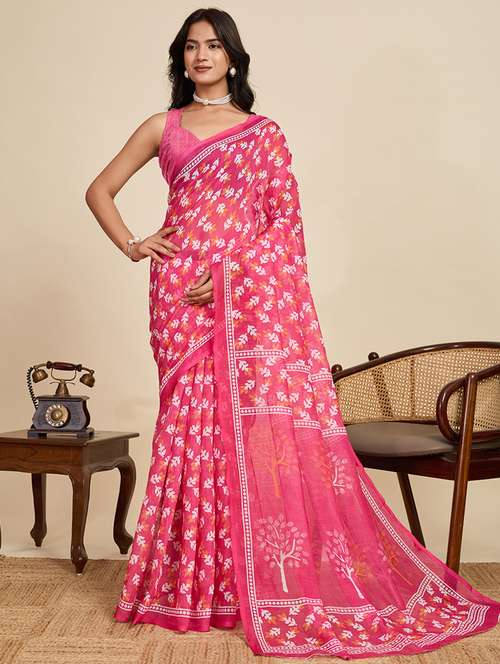 women printed casual wear saree with blouse - 22058794 - Standard Image - 0